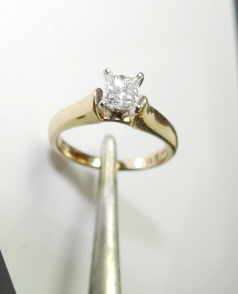 14k Gold Princess Cut .57ct Diamond Engagement Ring  