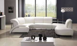   Modern U Shaped White Leather Sectional Sofa Contemporary Style EV 104