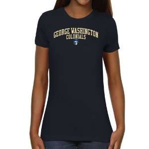 GW Colonials Ladies Team Arch Slim Fit T Shirt   Navy Blue  