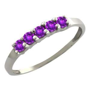  0.30 Ct Round Purple Amethyst 18k White Gold Ring Jewelry
