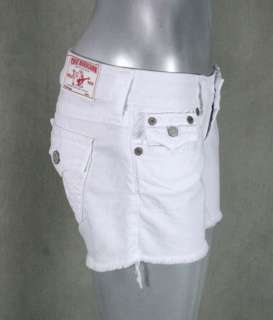 True Religion Jeans Womens KEIRA Cutoff shorts mid thigh optic White 