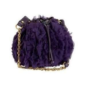 Juicy Couture Purple Luxe Chiffon Chain Strap Draw Top Purse Handbag 