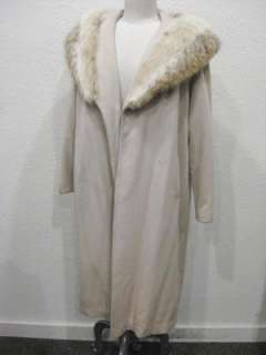 vtg 50s Taupe Wool Ladies Coat Fox Fur Collar  