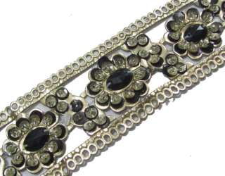   ARTIFICIAL LEATHER SEQUIN BLACK STONE TRIM RIBBON LACE SEWING  
