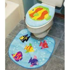  Tropical FISH bathroom RUG Bath mat Toilet Lid decor NU 