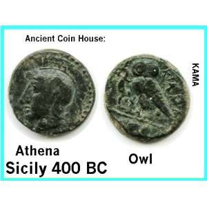   up a LIZARD. ATHENA. SICILY, Kamarina. RARE COIN. 