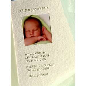 asher custom letterpress baby photo announcements on handmade paper