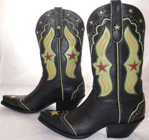 Liberty Cowboy Boots ~ Stars ~ Lime Green, Red & Yellow  