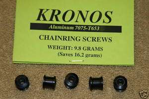 Kronos Aluminum Double Chainring Bolts Black   5 pcs.  