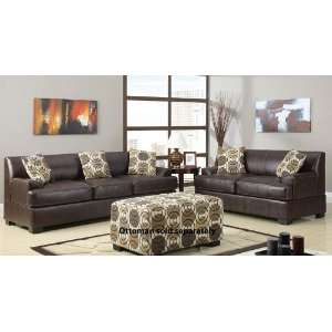  2pc Sofa and Loveseat Set in Coffee Leatherette