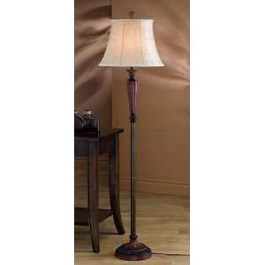  Floor Lamp with Carved Design in Mahogany Finish