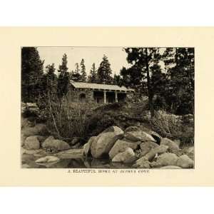 1915 Print Home Lake Tahoe Zephyr Cove Sierra Nevada California Shore 
