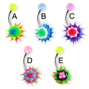   Belly button ring with silicone koosh ball, layer pattern, A Jewelry