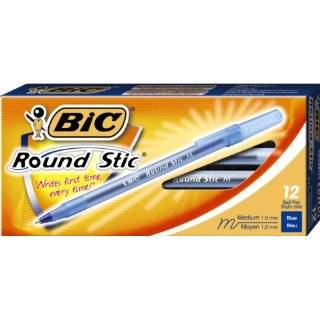 BIC Round Stic Grip Ball Pen, Fine Point, 0.8mm, Blue, 12 Pens (GSFG11 