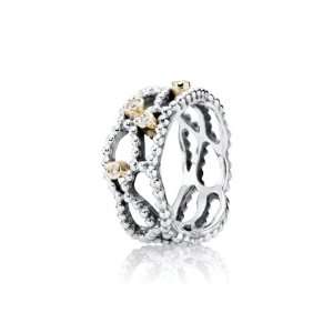   Silver Pandora Inspired Match Delight with Clear CZ & 14K Ring Size 9