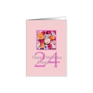  24th birthday Daughter, colorful rose bouquet Card Toys 