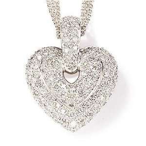  14kt White Gold Diamond Heart In Heart Pendant Jewelry