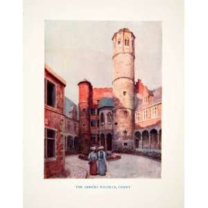  1920 Color Print Maison Arriere Faucille Medieval Tower 