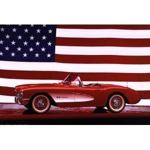  Corvette, 1957   Us Flag by Unknown 36x24 Kitchen 