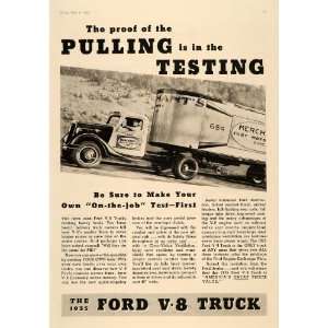  1935 Ad Ford V 8 Truck Motor Vehicle Transportation 
