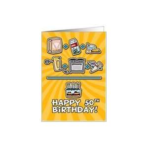  Happy 50th Birthday   cake Card Toys & Games