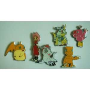    6 Digimon Digital Monster Metal Pin Badge Set 