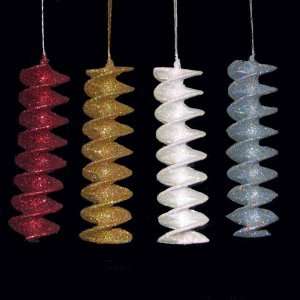  Club Pack of 24 Glitter Spiral Gold, Red, Silver and White 