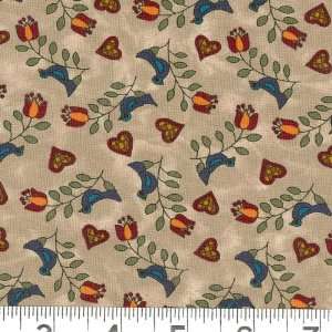  45 Wide Country Birds Taupe Fabric By The Yard Arts 