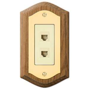  Country Brass and Oak   2 Phone jack Wallplate