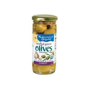 Organic Green Olives Stuffed with Garlic Grocery & Gourmet Food