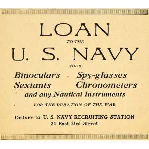  1918 Ad Loan Navy Binoculars World War I Spy Glasses 