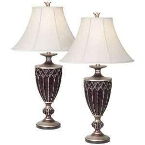    Set of Two Royal Deuce Aged Pewter Table Lamp