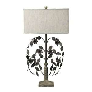   Montauk Grey Floral Work Table Lamp with Linen Shade