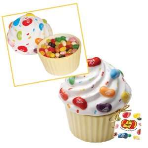 Ceramic Cupcake Candy Dish with Jelly Belly 20 Assorted Flavors Mix 