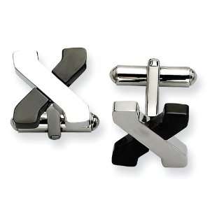  Stainless Steel Black Plating And Polished Cuff Links 
