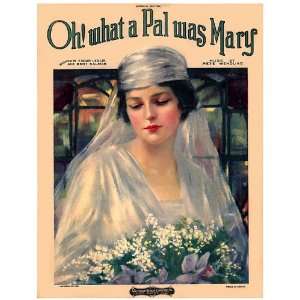   Greetings Card Sheet Music Oh What A Pal Was Mary