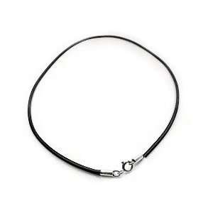  2mm Sterling Silver 16 Inch Black Rubber Cord Necklace Jewelry