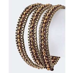 Gold Jewel Studded Multi Strand Wrap Bracelet   20 Length with 