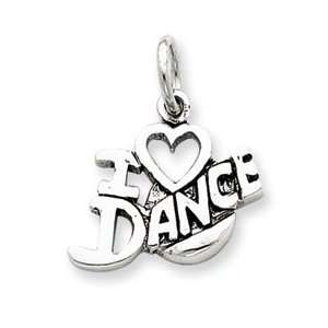  Sterling Silver Antiqued I Love Dance Charm   JewelryWeb Jewelry