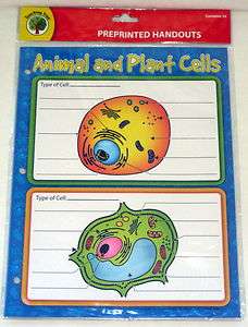 Teaching Tree Animal & Plant Cells Pre Printed Handouts Supply 