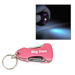Personalized RED MultiTool LED Keychain ENGRAVED FREE  