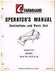 Farmhand Operators Manual Inst Parts Model F11 C Loader Serial No 