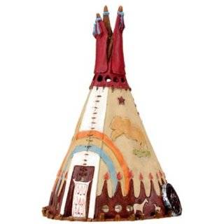 Native Americans w/ Lighting Tipi Collectible Indian Decoration Statue 