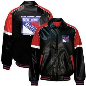  New York Rangers Black Varsity Pleather Jacket Sports 