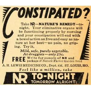  1930 Ad Constipated A.H. Lewis Medicine Natures Remedy 