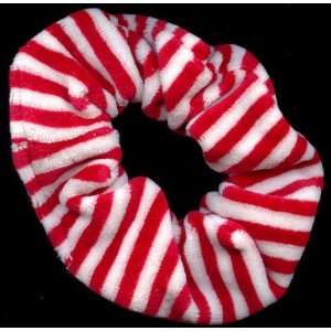  Red & White Striped Scrunchie / Ponytail Holder Health 