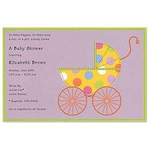  Stitched Stroller Invitation Baby Invitations Baby