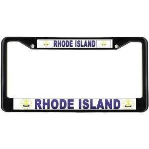  Rhode Island State Flag Black License Plate Frame Metal 