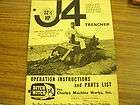 J4 Ditch Witch Trencher Operation Instructions & Parts List