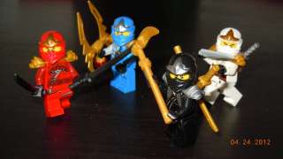 LEGO NINJAGO Mini FIGURE LOT 4 Ninjas JAY KAI COLE ZANE ZX Weapons NEW 
